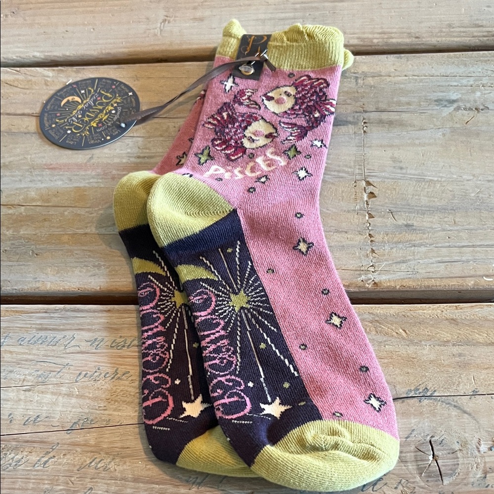 Charming Pisces Women's Socks - Pink and Yellow